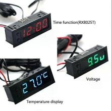 Horloge de voiture multifonctions 3 en 1, lumineuse et réglable, avec thermomètre et fonction adaptés