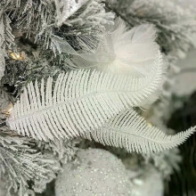 Lot de 5 feuilles artificielles pailletées dorées à effet poudré, décoratives pour Noël et la maison.