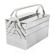 Boîte à outils pliante portable à 3 niveaux et 5 plateaux en acier inoxydable, pour l'entretien automobile.