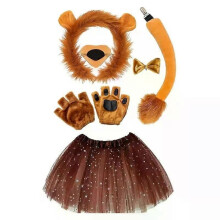 Déguisements de lion pour enfants (garçons, filles et hommes) : oreilles, queue, bandeau et jupe. Accessoires