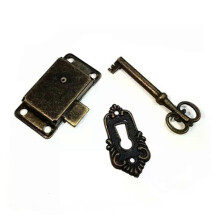 (Greenbronze) Serrure de porte antique pour tiroir, boîte à bijoux, armoire, placard, ensemble de serrure