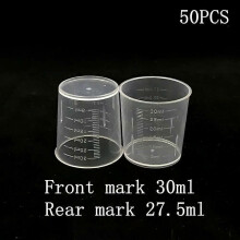 Pot doseur jetable en plastique transparent de 30 ml pour liquides, gobelet doseur de laboratoire pour