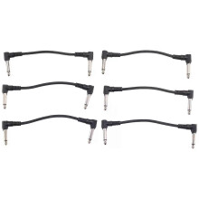 Lot de 6 câbles pour guitare électrique, 15 cm (6 pouces), coudés, pour pédale d'effet, noirs.