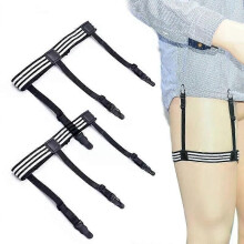 1 paire de bretelles élastiques rayées pour chemise homme, antidérapantes, en nylon, réglables.