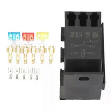 Boîtier relais 12 V CC 40 A avec porte-lames en ABS résistant à la chaleur et 11 cosses à fourche pour
