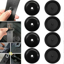 Kit de 8 butées universelles pour ceinture de sécurité auto, noires, avec bouton de retenue antidérapant.