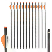 Flèches d'arbalète en carbone pur de 20 pouces (50,8 cm) de diamètre extérieur 88 mm avec empennage