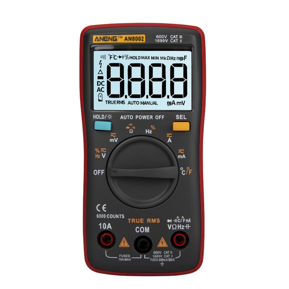 Aneng An8002 6000 Counts True Rms Digital Multimeter 130X65x32mm Black 8401363620423