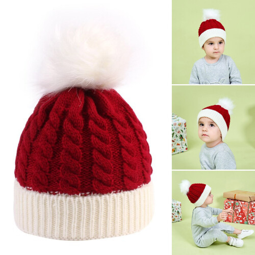 Newborns Christmas Caps Soft Knitted Wool Hat Comfortable-Red 2