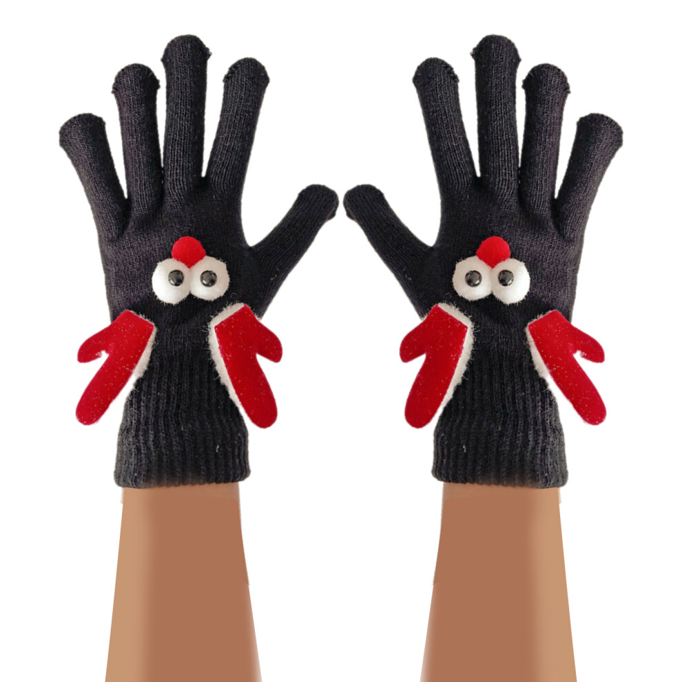 Knitted Warm Gloves For Christmas Reindeer Gloves-black adult