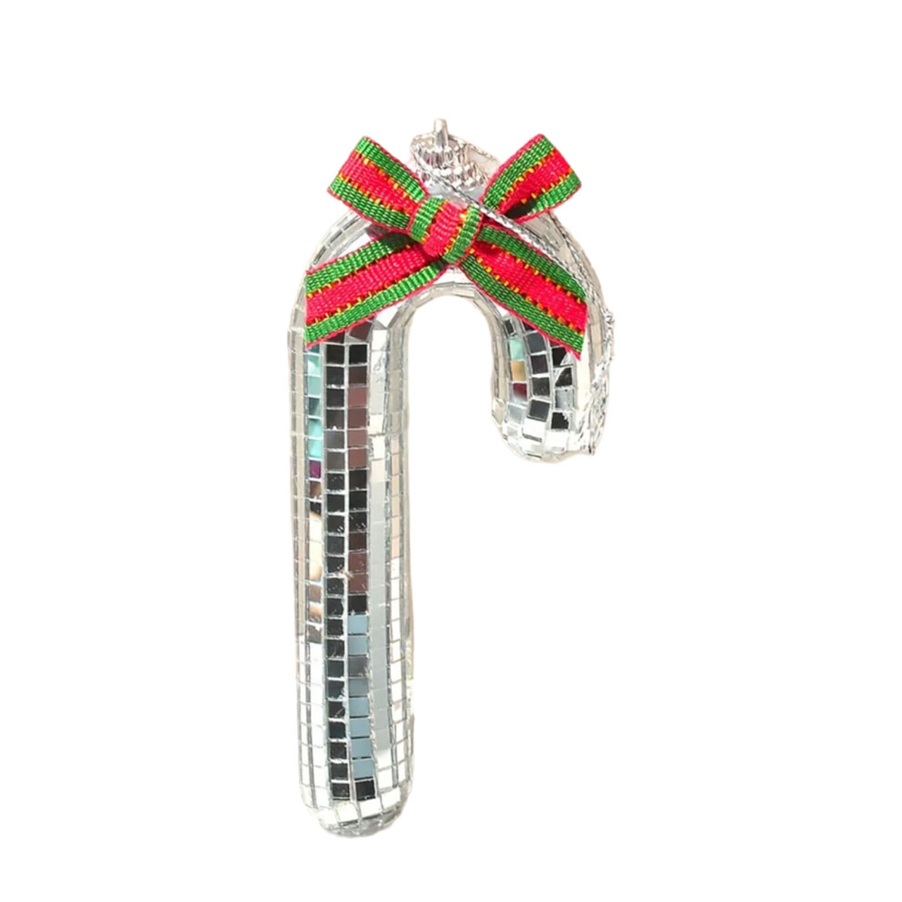 Eye Catching Sphere Stick Pendant Decoration-Silver ribbon bow
