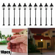 Lot de 10 lampadaires LED pour modélisme ferroviaire, 45 mm, échelle N 1:160, décorations de type bonsaï