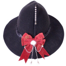 Halloween Cosplay Witch Hat Cloche Cap Women Headwear-Black