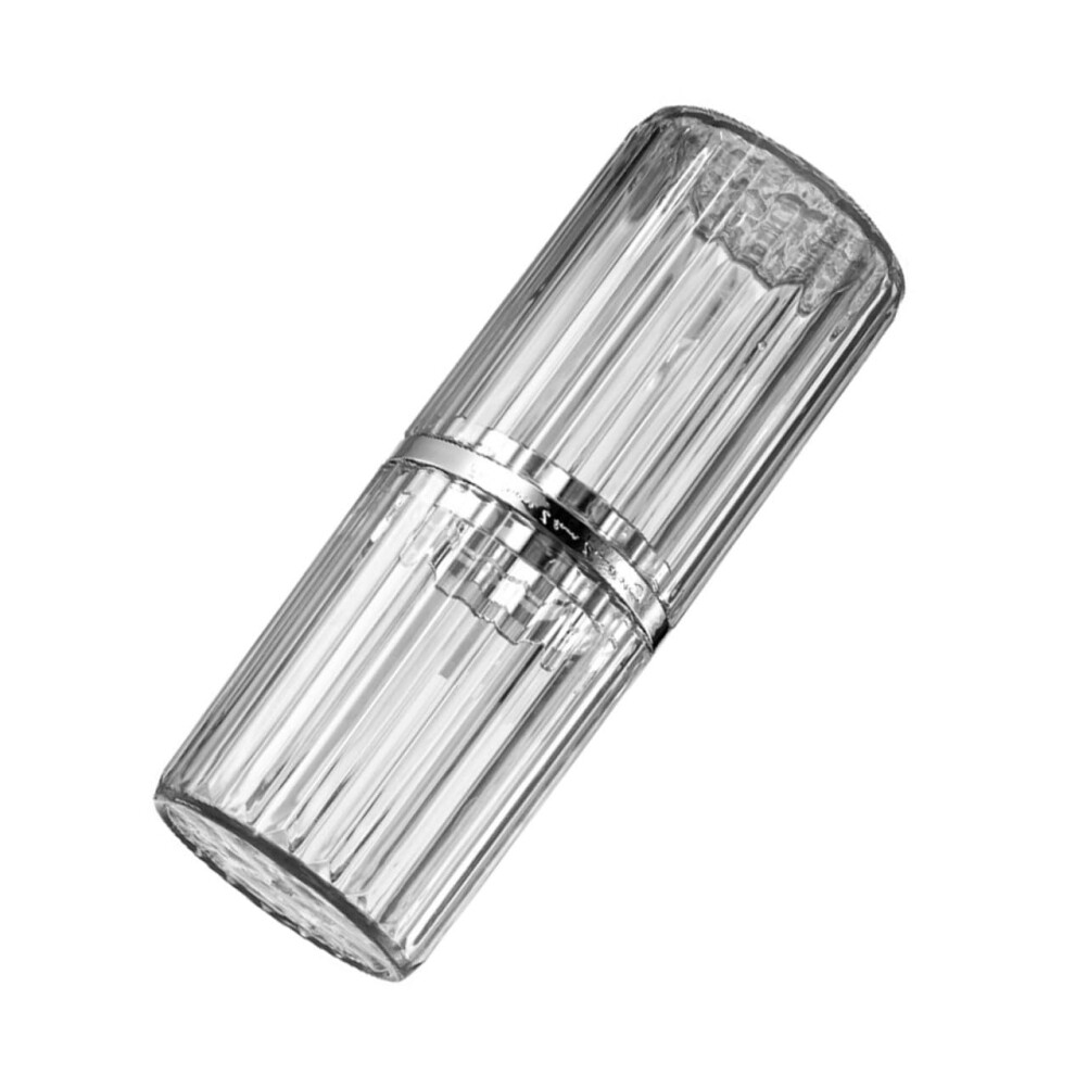 Portable Transparent Striped Toothbrush Travel Holder With Toothpaste Storage Case SpaceSaving Design For Camping