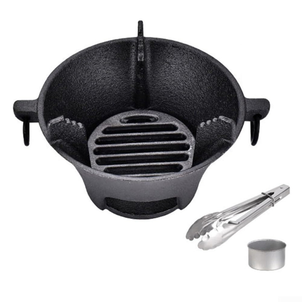 Portable Cast Iron Hibachi Charcoal Grill Korean Style NonStick Coating Compact 16 cm IndoorOutdoor-image-OPC-PN6PFYX-NEW