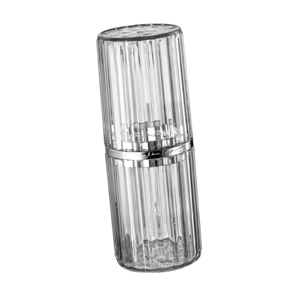 Portable Transparent Striped Toothbrush Cup For Travel Camping Toothpaste Holder Easy Access And Protective Storage