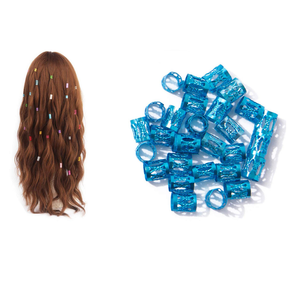 Unisex Blue Braid Beads Adjustable Metal Cuffs For Braiding Hair Decoration And Hair Accessories 100 Pieces