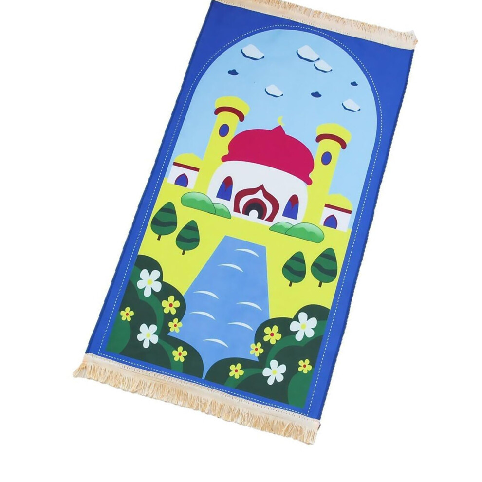 Muslim Prayer Floor Mat With Tassels Soft Rug For Bedroom Cartoon Pattern Prayer Rug Random Colour
