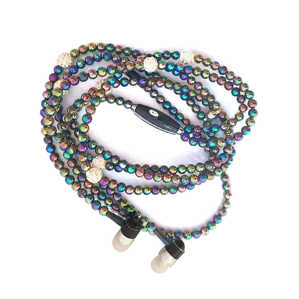 Pearl Necklace Stereo Earphones With Microphone - 3.5Mm In-Ear Headset For Phone Girls 9391363622642