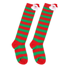 Kids Warm Stockings for Christmas Thigh-red and green stripe