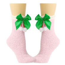 Women Christmas Winter Warm Fuzzy Socks-purple fur ball gree