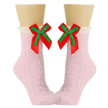 Winter Warm Fluffy Socks Women Cute-purple double knot