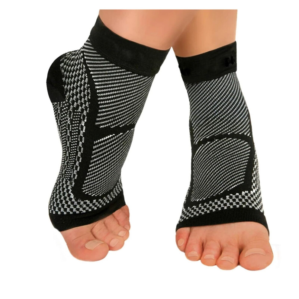 Ankle Support Compression Sleeve for Achilles Tendonitis and Joint Pain, Plantar Fasciitis Arch Support Sock Black S/M