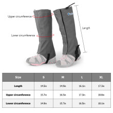 Windproof Snow Gaiters Waterproof Hiking Leg Cover, 6000mm, Grey/Black