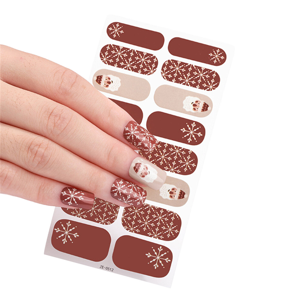 16 Strips Christmas Nail Wraps Stickers Nail Polish Strips-0512
