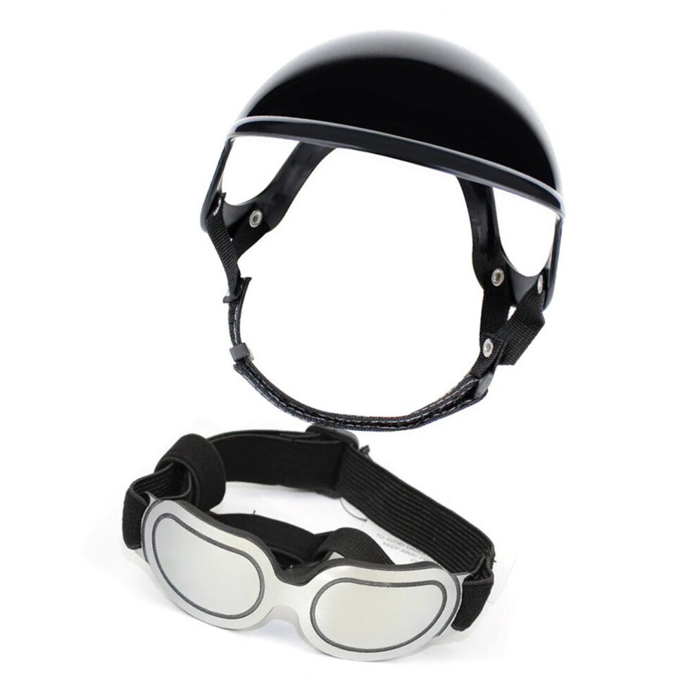 Adjustable Pet Goggles Dog Helmets Dog Hat Motorcycle- Silver 7695000320307