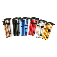 Aluminium Folding Walking Cane 4-Section Adjustable Non-slip for Hiking & Travel