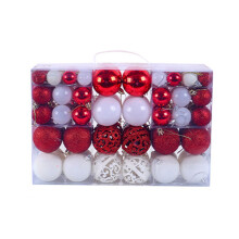 100pcs Christmas Ball Baubles Assorted Pendant-Red and white