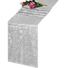 Long Christmas Glitter Table Runner Rectangle-30*180cm Silver