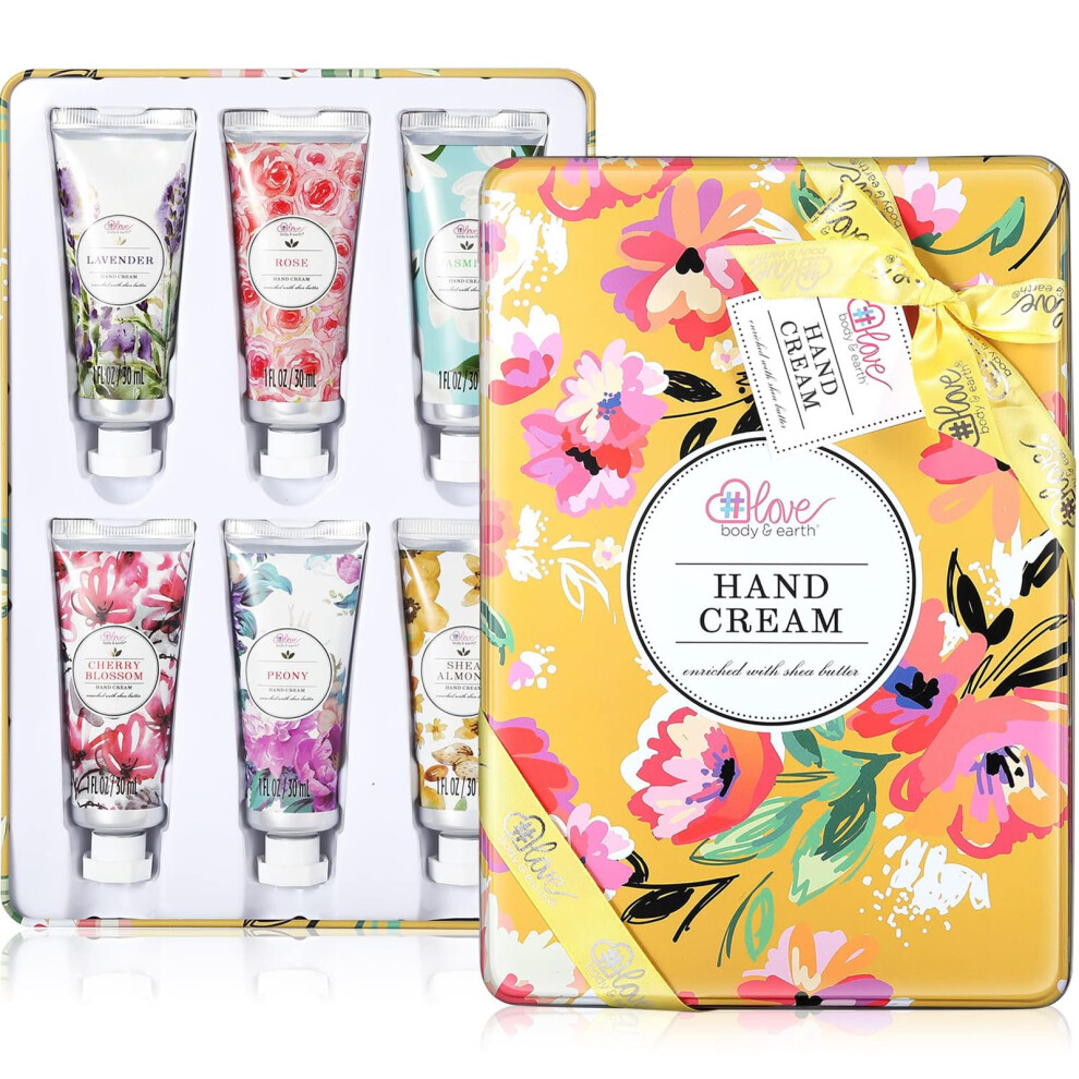 Body & Earth Cream Hand Gift Set, Gifts For Women, Hand Set Enriched With Shea Butter And Glycerin For Dry Hands, Pack Of 6 Hand Lotion Travel Size Hand