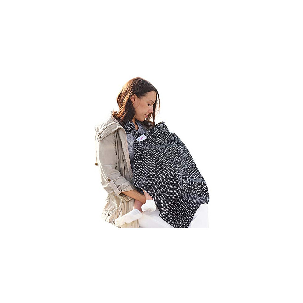 Breastfeeding Cover With Pockets - Soft And Breathable Nursing Cover Breastfeeding - Breast Feeding Coverall (Black) Black Juicy Bumbles