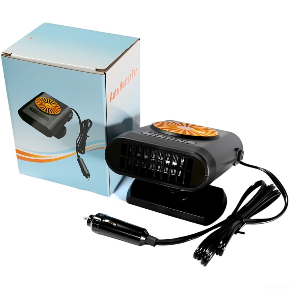 12V Portable Auto Car Heater Defroster 200W For Windshield Defogging And Frost Removal, Adjustable Airflow, Orange 9323874114279