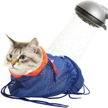 Cat Grooming Bag Adjustable Breathable Mesh Bath Bag Anti Scratch For Nail Trimming And Vet Visits Polyester Washing Bag