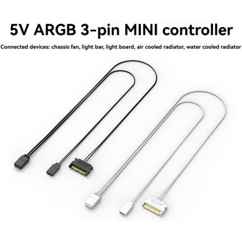 ARGB Lighting Power Adapter Cable For PC ARGB Controller To Reset Power Cable Black 2