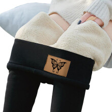 Fleece-ausgekleidet dicke Lammfell-Leggings mit hoher Taille, warme Hosen
