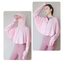 Ice Silk Sun Protection Hoodie Jacket with Mask & Thumb Hole, Pink, Lightweight