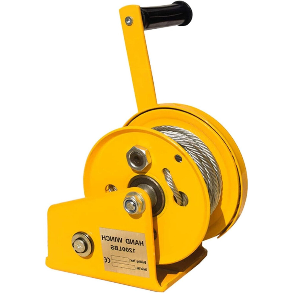 Manual Winch 1200 Lbs Capacity With Brake Portable Ratchet Hoist For Boats 15M Cable Marine Applications Heavy Lifting 9105992337439