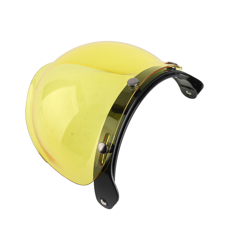 Open Face Helmet Lens For Motorcycle Uv Anti Scratch Wind Shield 3 Snap Yellow 8751363632903