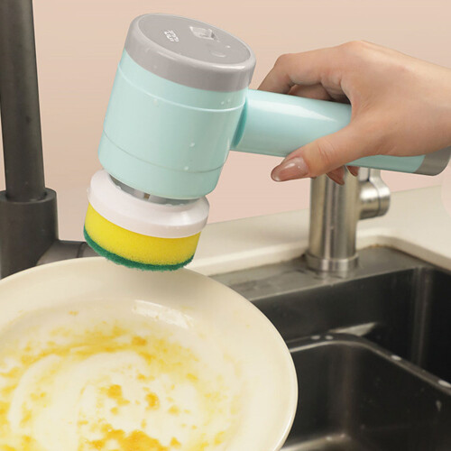 Brosse de nettoyage électrique ergonomique et étanche,-Blanc 2