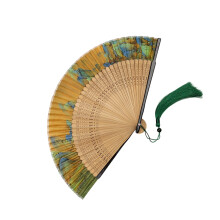Han fus Handheld Folding Fan Hand Held Fabric Bamboos Fan Hand