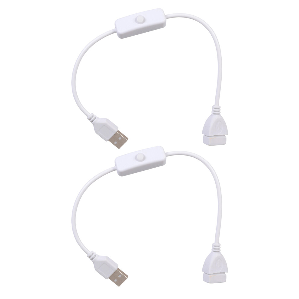2Pcs Usb Male Female Switcher Cable Extension Cord With- White 7696000384573