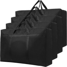 4 stk. 200L store oppbevaringsposer med glidelås, vanntette 600D Oxford flytteposer, klesoppbevaringspose for dyner, klesvask, hushage, oppbevaring