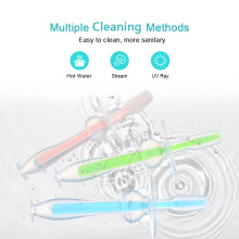 3 PCS Baby Teething Toothbrush Set with Suction Base, Soft Silicone, Assorted Colors