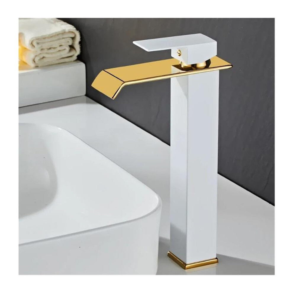 Faucet Bathroom Basin Waterfall Countertop Installation Brass Hot And Cold Mixer Tap Black Tall White Tall 9339159383629