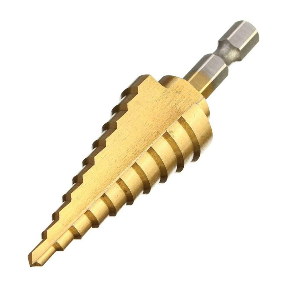 Diy Step Drill Titanium Coated Hss Pagoda Drill Hexagonal Shank Straight Groove Woodworking Tool Hole Cutter Bit 9323874119328