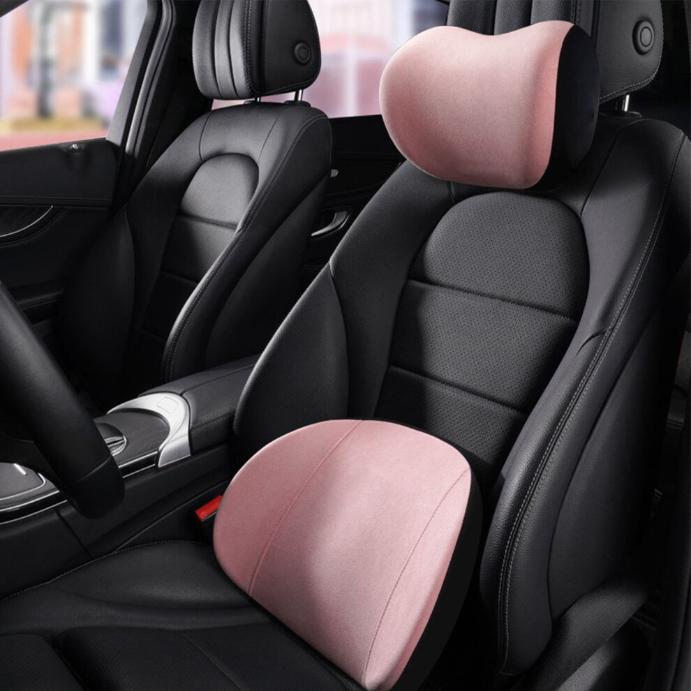 Car Lumbar Pillow, Memory Foam Back Support, Breathable, Lower Back Pain Relief Pink 9481363637903